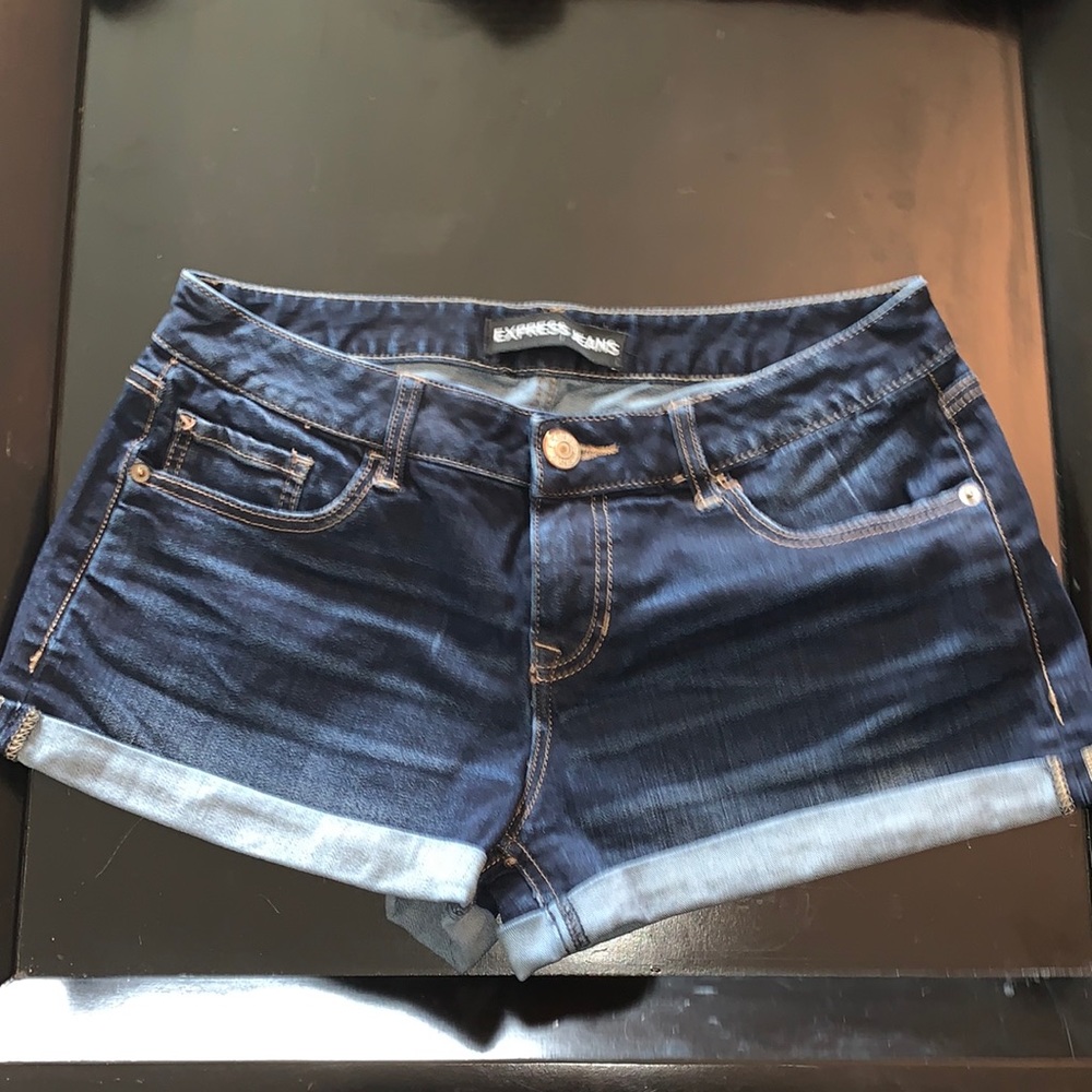 Dark wash Express shorts